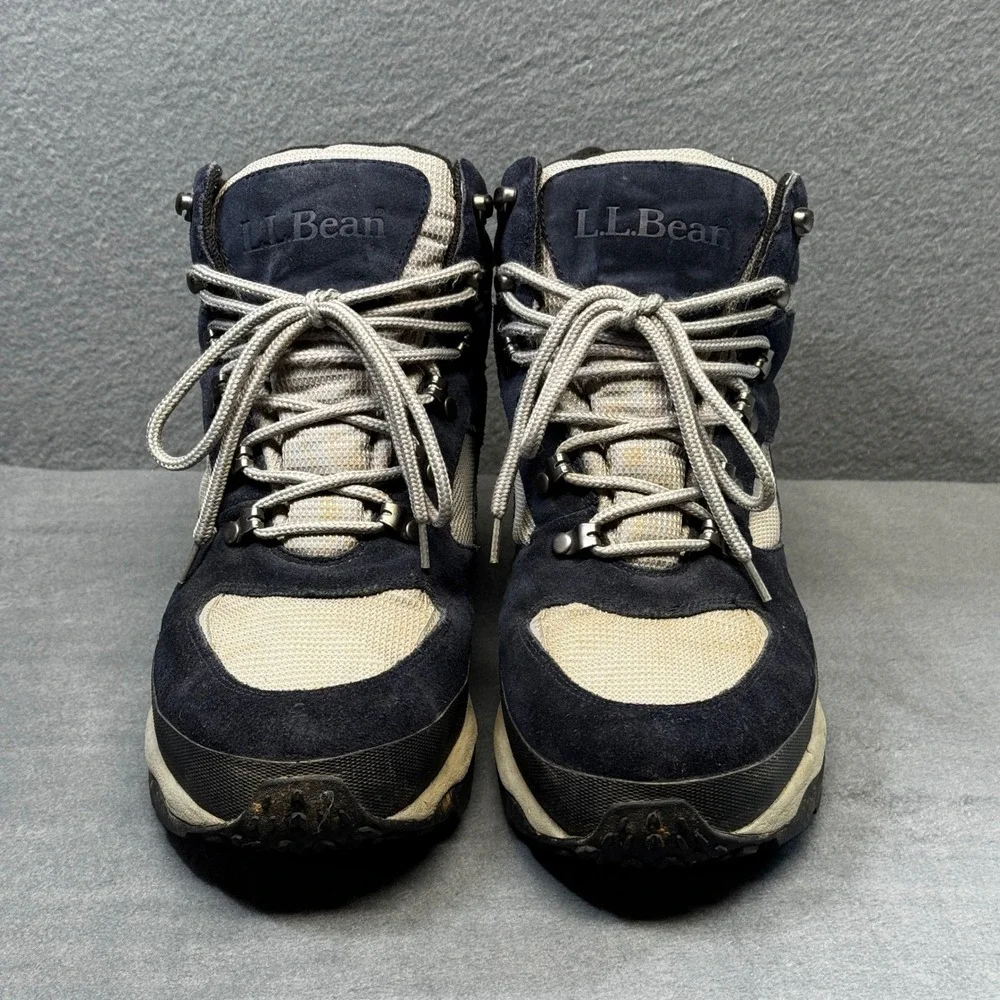 LL Bean Mens Primaloft Snow Boots Navy Blue Leather Winter 12 Wide ND71 06